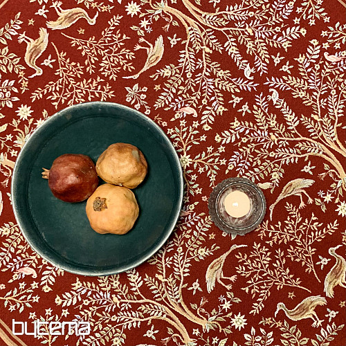 Obrus i szalik gobelinowy WILLIAM MORRIS bordowy