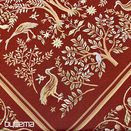 Obrus i szalik gobelinowy WILLIAM MORRIS bordowy