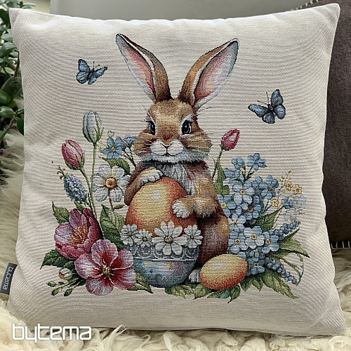 Gobelin wielkanocny przedstawiający polowania i żółte jajka