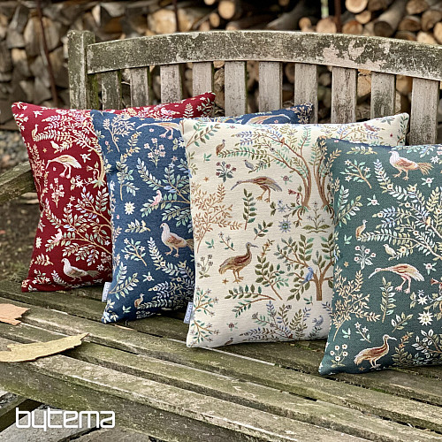 Gobelinowa poszewka na poduszkę WILLIAM MORRIS bordowa - na całej powierzchni