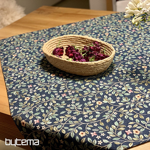 Obrus i szalik gobelinowy DRZEWO SZCZĘŚCIA cały w kolorze NIEBIESKIM