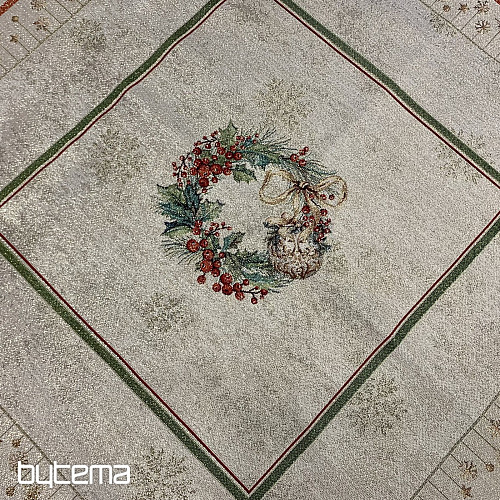 Obrus i szalik z gobelinu PŁONĄCE ŚWIECE czerwona lamówka