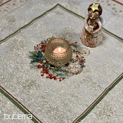 Obrus i szalik z gobelinu PŁONĄCE ŚWIECE czerwona lamówka