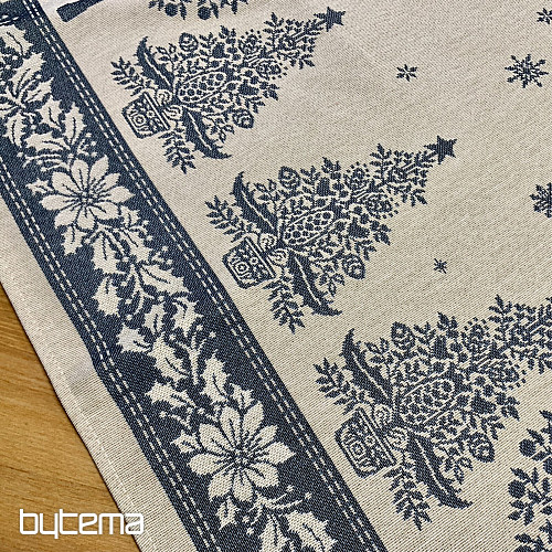 Obrus i szalik gobelinowy FOLK BOŻE NARODZENIE niebieski