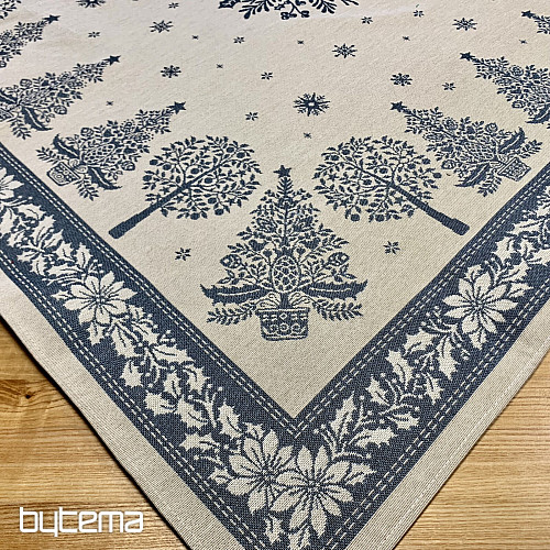 Obrus i szalik gobelinowy FOLK BOŻE NARODZENIE niebieski