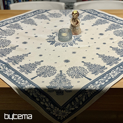 Obrus i szalik gobelinowy FOLK BOŻE NARODZENIE niebieski