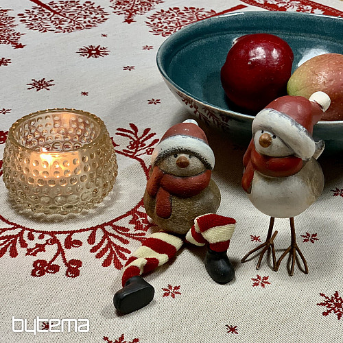 Obrus i szalik gobelinowy FOLK BOŻE NARODZENIE czerwony