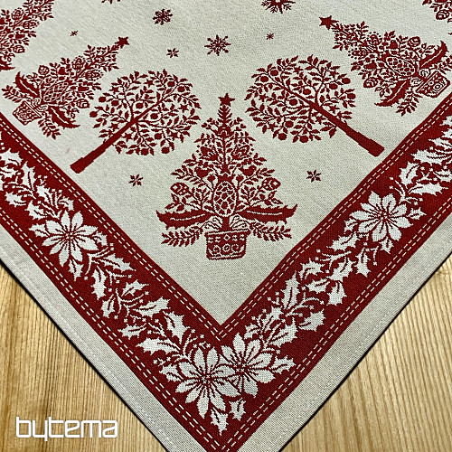 Obrus i szalik gobelinowy FOLK BOŻE NARODZENIE czerwony
