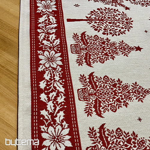 Obrus i szalik gobelinowy FOLK BOŻE NARODZENIE czerwony