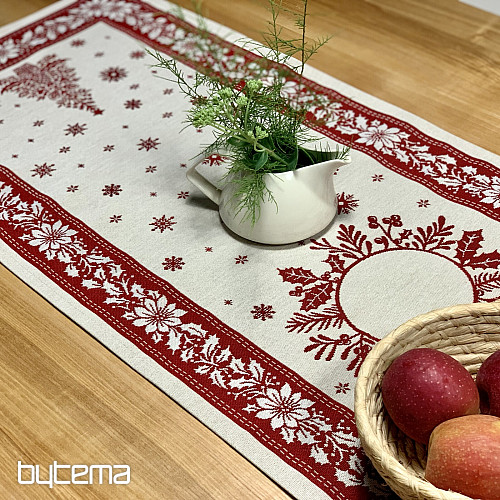 Obrus i szalik gobelinowy FOLK BOŻE NARODZENIE czerwony