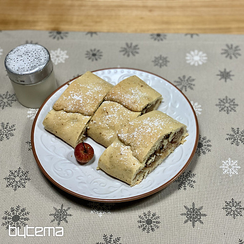 Obrus i szalik świąteczny PŁATKI SZARY BIAŁY