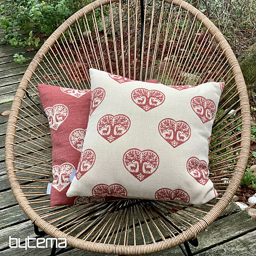 Luksusowa dekoracyjna okładka SERCE Z JELENIEM czerwona A