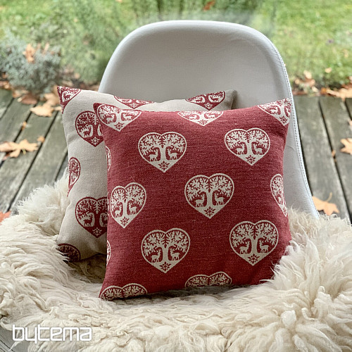 Luksusowa dekoracyjna okładka SERCE Z JELENIEM czerwona A