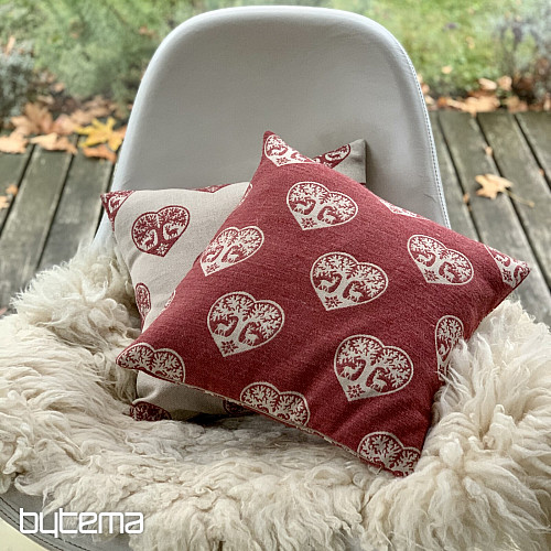 Luksusowa dekoracyjna okładka SERCE Z JELENIEM czerwona B