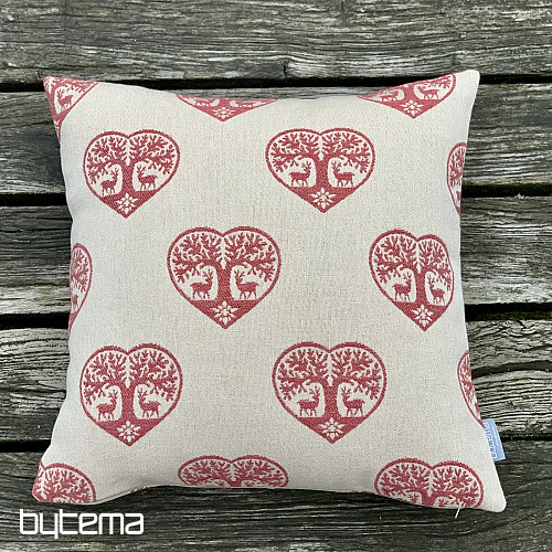 Luksusowa dekoracyjna okładka SERCE Z JELENIEM czerwona B