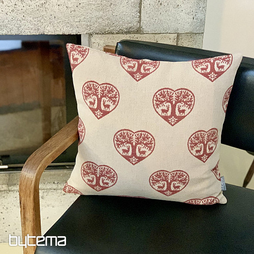 Luksusowa dekoracyjna okładka SERCE Z JELENIEM czerwona B