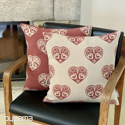 Luksusowa dekoracyjna okładka SERCE Z JELENIEM czerwona B