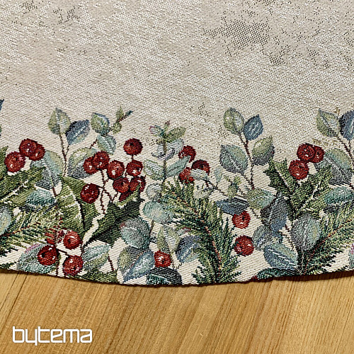 Okrągły obrus z gobelinu świątecznego RÓŻE ŚWIĄTECZNE