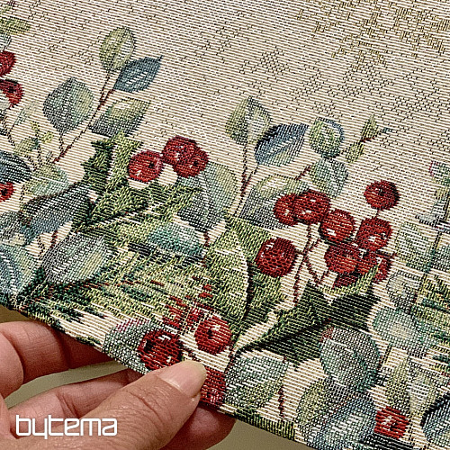 Okrągły obrus z gobelinu świątecznego RÓŻE ŚWIĄTECZNE