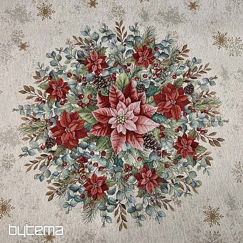 Okrągły obrus z gobelinu świątecznego RÓŻE ŚWIĄTECZNE