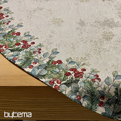 Okrągły obrus z gobelinu świątecznego RÓŻE ŚWIĄTECZNE