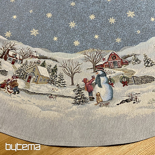 Okrągły obrus z gobelinu świątecznego RADOŚĆ ŚWIĄT BOŻEGO NARODZENIA