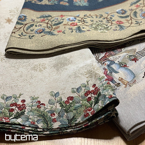 Okrągły obrus z gobelinu świątecznego RADOŚĆ ŚWIĄT BOŻEGO NARODZENIA