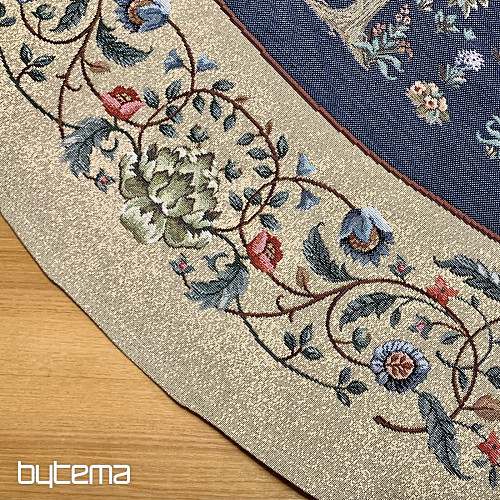 Obrus gobelinowy okrągły DRZEWO SZCZĘŚCIA niebieski