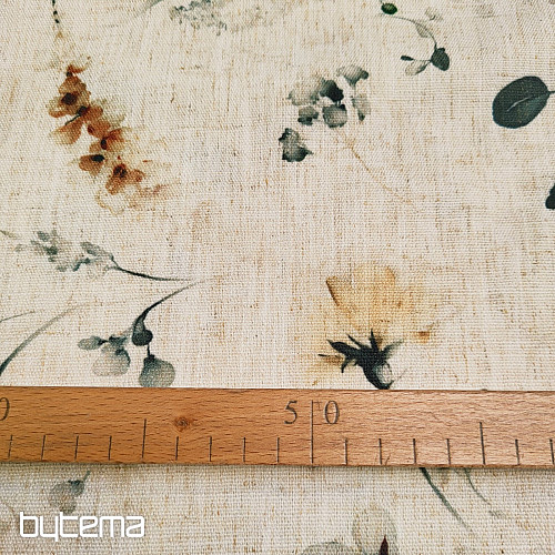 Tkanina dekoracyjna PÓŹNE KWIATY ochra