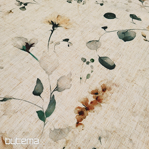 Tkanina dekoracyjna PÓŹNE KWIATY ochra