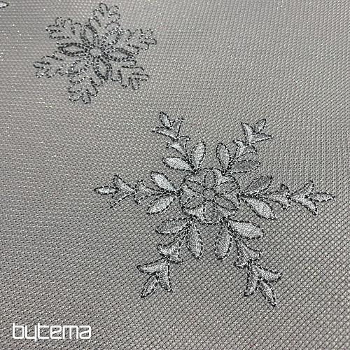 Obrus świąteczny haftowany SREBRNE PŁATKI