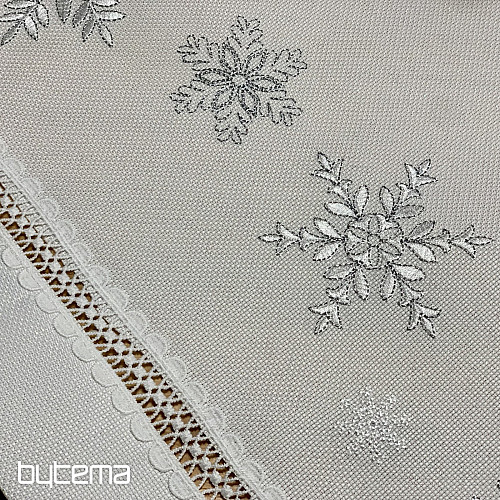 Obrus świąteczny haftowany SREBRNE PŁATKI