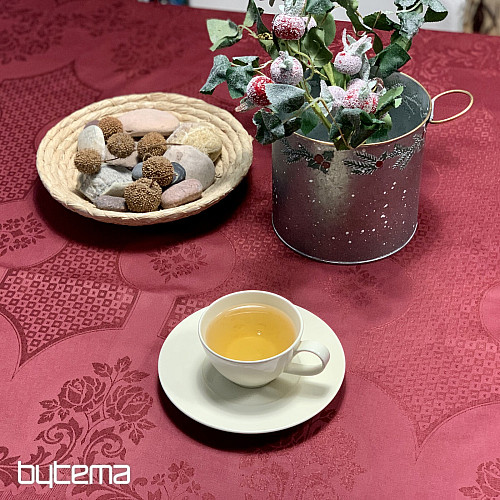 Obrus DAMASK bordowy 120x140