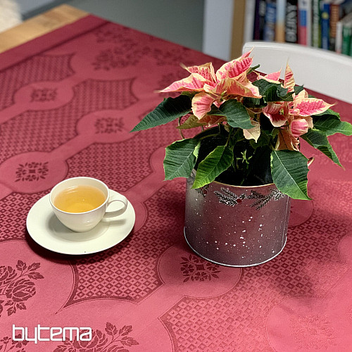 Obrus DAMASK bordowy 120x140