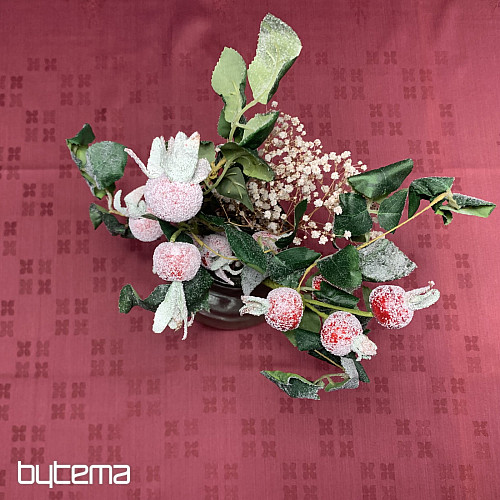 Obrus DAMASK kwiaty bordowy 120x140