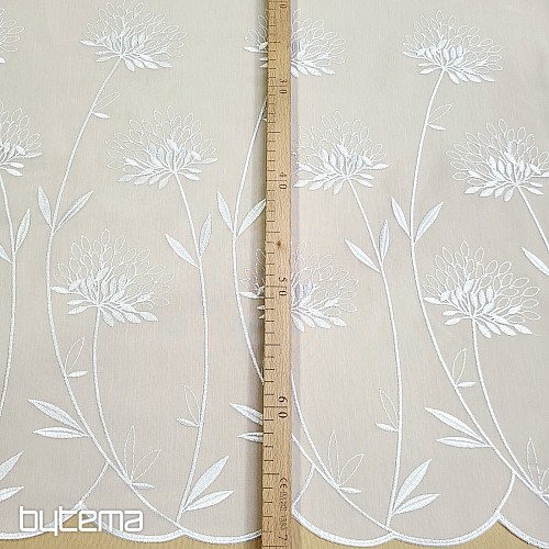 Zasłona luksusowa GERSTER 11868 biała haftowana