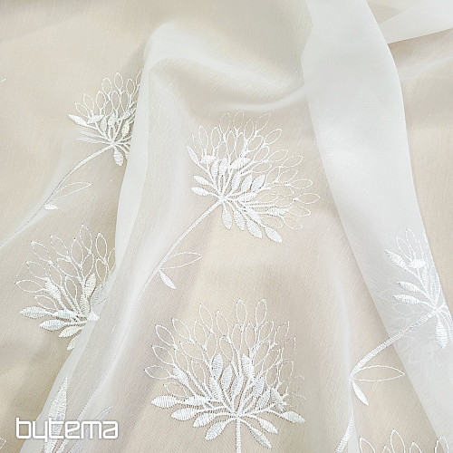 Zasłona luksusowa GERSTER 11868 biała haftowana