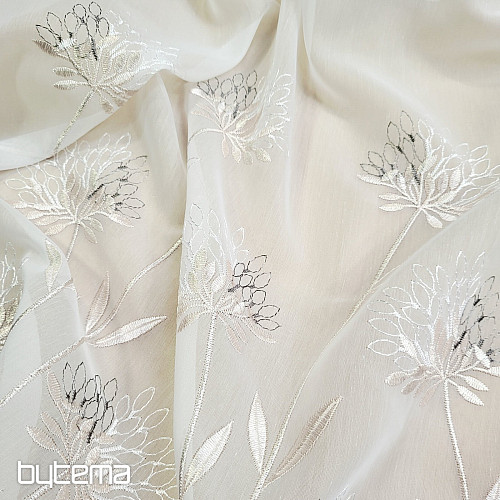 Luksusowa zasłona GERSTER 11868 z haftem beżowym