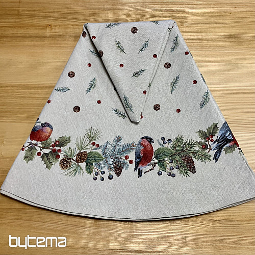 Okrągły obrus z gobelinu świątecznego ZIMOWY PTAK