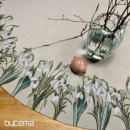 Okrągły obrus gobelinowy PŁATKI ŚNIEGU