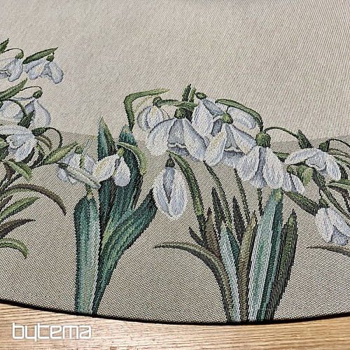 Okrągły obrus gobelinowy PŁATKI ŚNIEGU