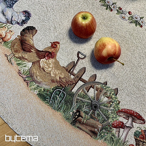 Okrągły obrus gobelinowy ROCK BY THE FENCE