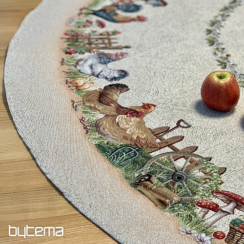 Okrągły obrus gobelinowy ROCK BY THE FENCE