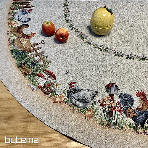 Okrągły obrus gobelinowy ROCK BY THE FENCE