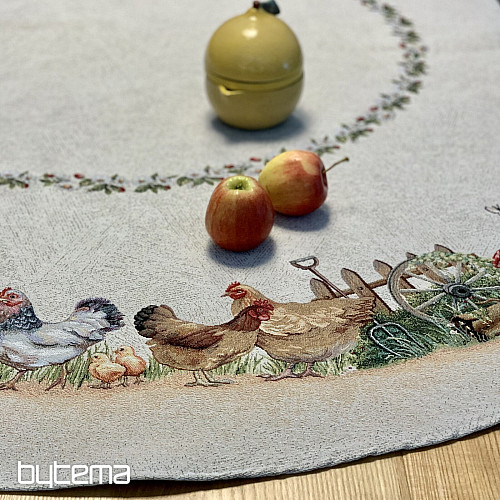 Okrągły obrus gobelinowy ROCK BY THE FENCE