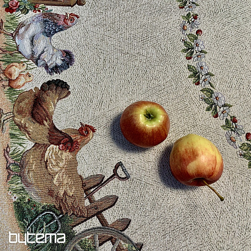 Okrągły obrus gobelinowy ROCK BY THE FENCE