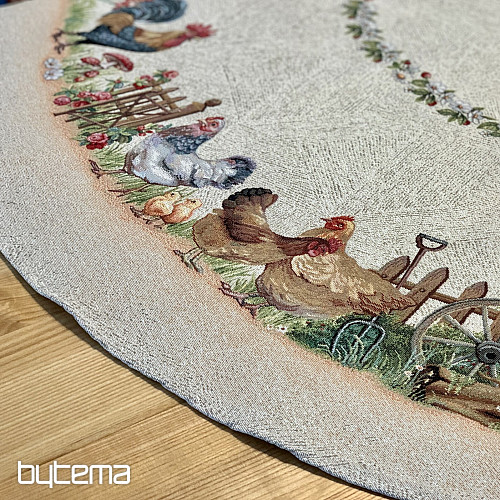 Okrągły obrus gobelinowy ROCK BY THE FENCE