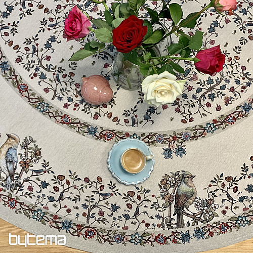 Obrus gobelinowy okrągły PTAKI