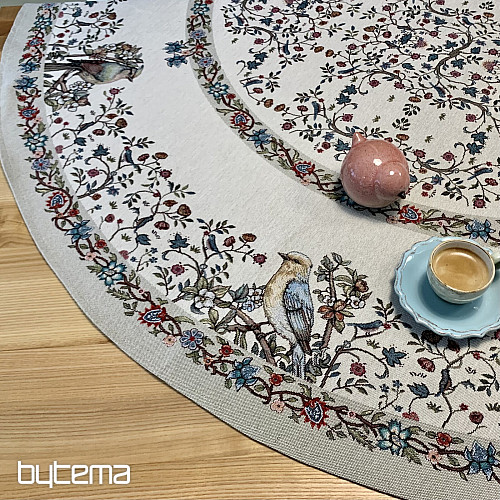 Obrus gobelinowy okrągły PTAKI