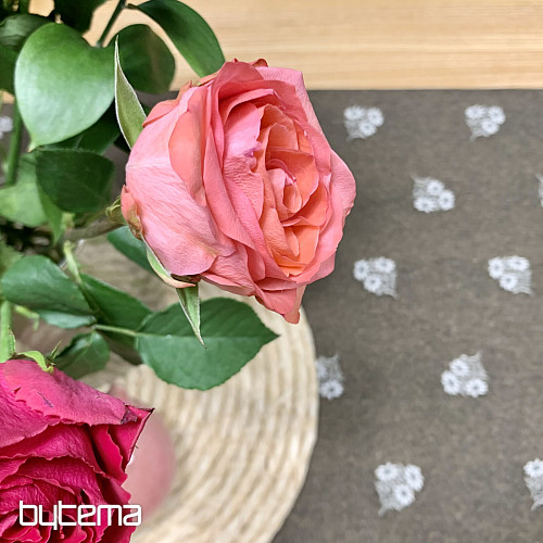 Szalik żakardowy KWIATY ALPEJSKIE BRĄZOWY